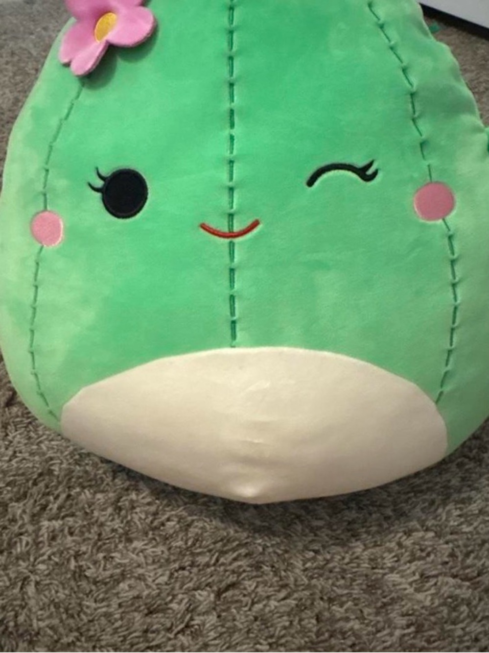 Squishmallow Green Plush Cactus Stuffed Toy with Flower - Kids Plush